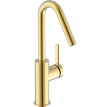 Goldene Küchenarmatur mit hohem Auslauf und Einhebelmischer