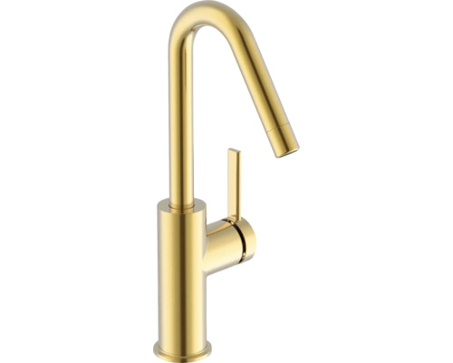 AVITAL Waschtischarmatur ALAMANA eco gold matt Goldene Küchenarmatur mit hohem Auslauf und Einhebelmischer