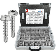 Sortiment an Bohrschrauben aus Edelstahl A2 nach DIN 7504 Form N und Form K in Sortierbox
