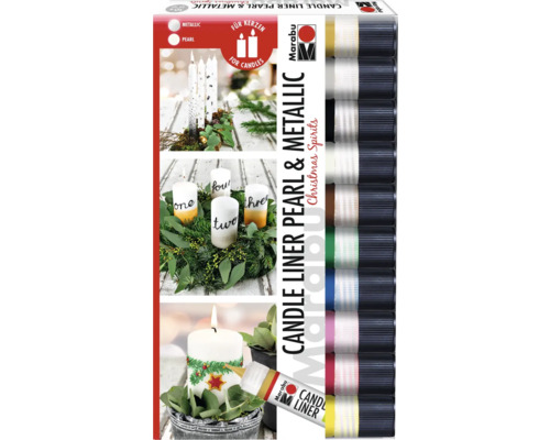 Marabu Candle Liner Pearl Metallic Set zum Dekorieren von Kerzen