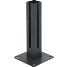 Pfostenfuß aus Metall mit quadratischer Grundplatte und Befestigungslöchern