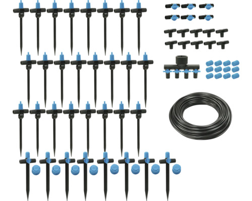 for_q Tropfbewässerungsset "Pflanzbeet" 25 m Bewässerungsset mit Tropfern, Verbindungsstücken und Schlauch für die Gartenbewässerung