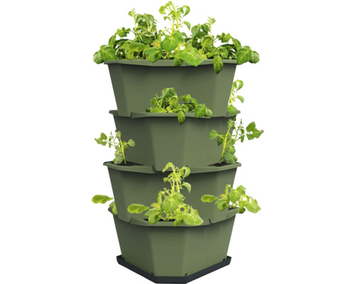 Mehrstöckiger Pflanzbehälter mit Pflanzen