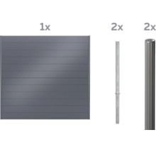 Komplette Zaunanlage mit Zaunelementen und Zaunpfosten