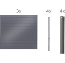 Zaun Sichtschutzelement mit Zaunpfosten und Halterungen