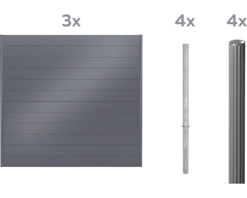 Zaun Sichtschutzelement mit Zaunpfosten und Halterungen