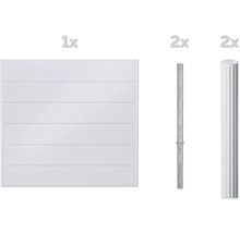 Sichtschutzzaun Element mit zwei Zaunpfosten und einem Pfosten zum Einbetonieren