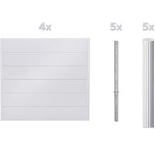 Vier Zaunelemente, eine Haltestange und eine Zaunsäule