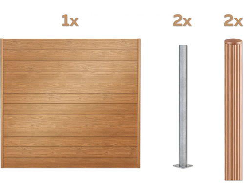 Holzzaunfeld mit zwei Metallpfosten