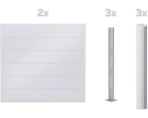 Sichtschutzzaun-Set mit zwei Zaunelementen und sechs Pfosten