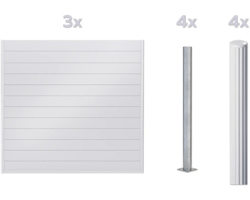 Zaunfeld mit Zaunpfosten aus Metall, Set