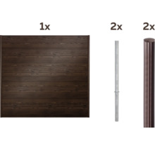 Zaunelement mit Metallpfosten und Zaunpfostenabdeckung