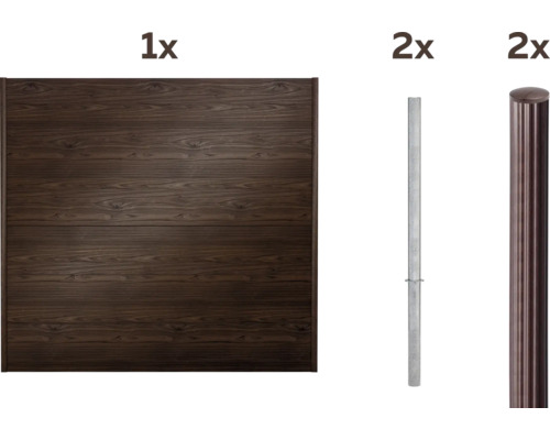 Zaunelement mit Metallpfosten und Zaunpfostenabdeckung