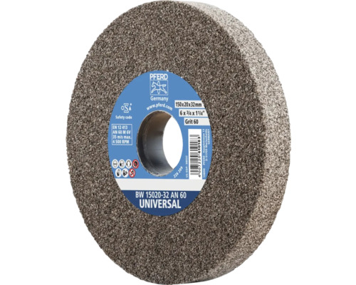 PFERD Schleifscheibe Universal BW 15020-32 AN 60 mit den Maßen 150 x 20 x 32 Millimeter und Körnung 60.
