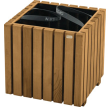 Quadratischer Pflanzkasten aus Holz mit Tragegurten