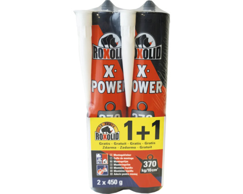 Doppelpack Roxolid X Power Montagekleber, 2 mal 450 Gramm