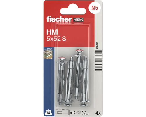 Fischer HM 5x52 S Hohlraumdübel, 4 Stück