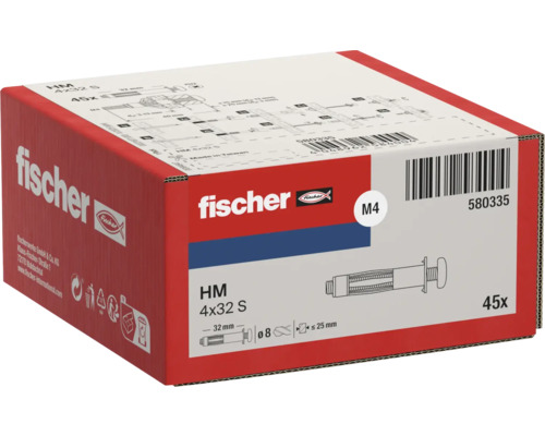 Fischer HM 4x32 S Metalldübel, 45er Packung