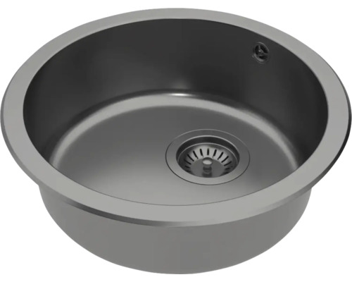 Rundes Spülbecken aus Edelstahl mit Abfluss