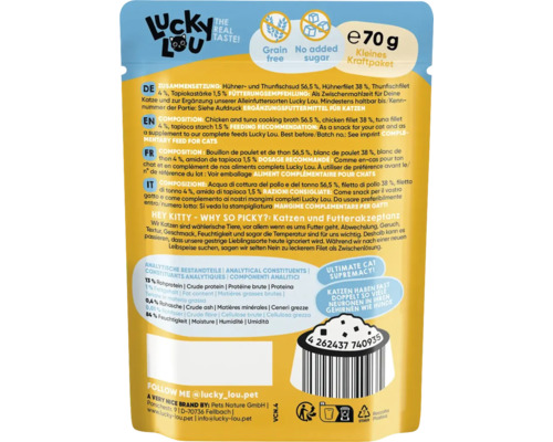 Lucky Lou Katzenfutter, getreidefrei und ohne Zuckerzusatz