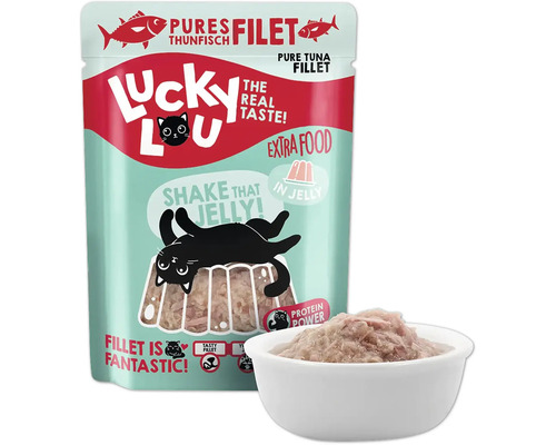 Lucky Lou Pures Filet Thunfisch Katzennahrung in Gelee mit Schale