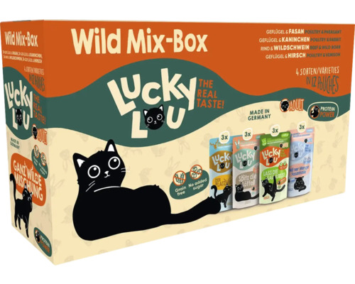 Lucky Lou Wild Mix-Box Katzenfutter mit verschiedenen Geschmacksrichtungen