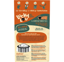 Lucky Lou Adult Katzenfutter, 12 Portionen mit vier verschiedenen Sorten