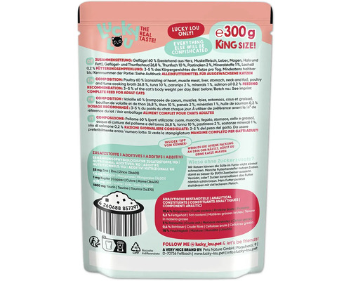 Informationen zu Lucky Lou Katzenfutter, King Size, 300 Gramm Packung