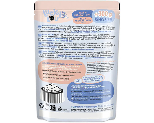 Lucky Lou Katzenfutter mit Geflügel und Fasan, 300 Gramm