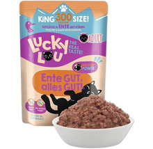 Lucky Lou Nassfutter für ausgewachsene Katzen mit Geflügel, Ente und Kürbis, 300 Gramm