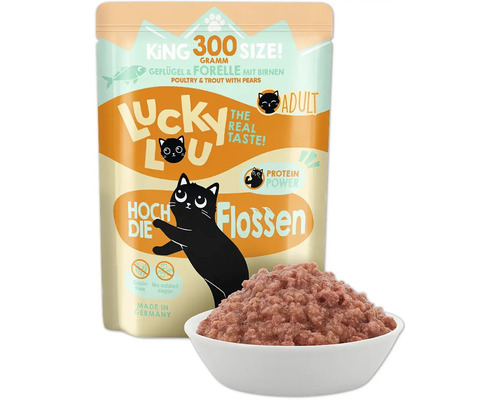 Lucky Lou Katzenfutter Geflügel und Forelle mit Birnen, 300 Gramm