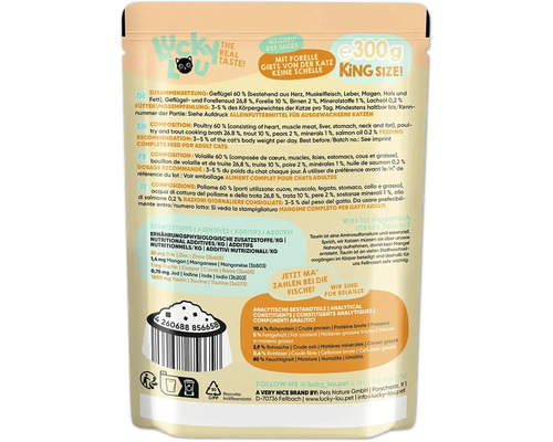 Lucky Lou Katzenfutter mit Forelle, 300 Gramm