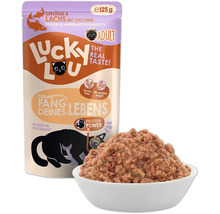 Lucky Lou Katzenfutter Geflügel und Lachs mit Zucchini, 125 Gramm