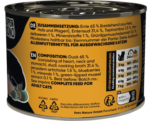 Dose Katzenfutter mit Entenfleisch für ausgewachsene Katzen