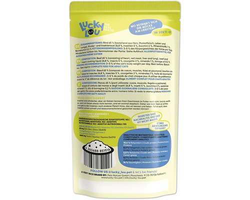 Lucky Lou Katzenfutter mit Rind und Insekten