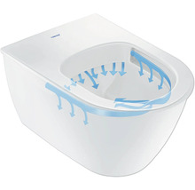 Wand-Tiefspül-WC mit Darstellung der Wasserführung