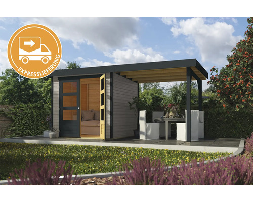 Modernes Gartenhaus mit Anbau und Expresslieferung
