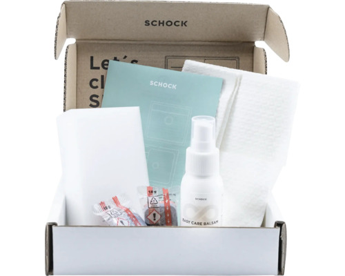 Schock Reinigungs- und Pflegeset in geöffneter Verpackung
