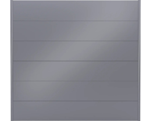 Graues Zaunelement mit horizontaler Paneelstruktur