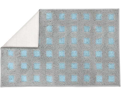Graue Badematte mit quadratischem Muster