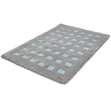 Graue Badematte mit quadratischem Muster