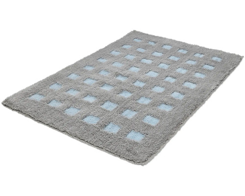 Graue Badematte mit quadratischem Muster