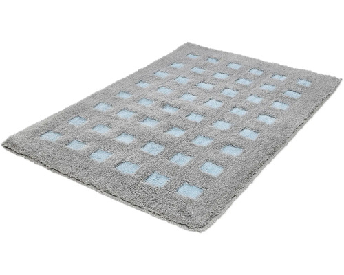 Graue Badematte mit quadratischem Muster