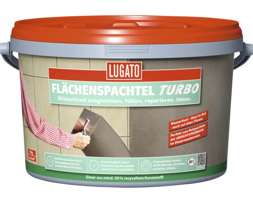 Lugato Flächenspachtel Turbo 5 kg Eimer Flächenspachtel Turbo von Lugato zum schnellen Ausgleichen, Füllen und Reparieren im Innenbereich