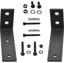 Winkelverbinder mit Schrauben, Muttern, Unterlegscheiben und Dübeln