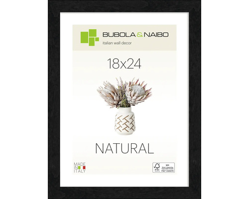 Portraitrahmen Holz Natural schwarz Rahmen eckig 18x24 cm Bubola & Naibo Bilderrahmen 18x24