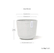 Blumentopf Ecopots Oslo Mini 16 mit einer Höhe von 13,7 Zentimeter und einem Außendurchmesser von 16 Zentimeter, Volumen 1,9 Liter.