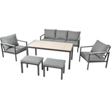 Gartenmöbel-Set mit Sofa, Sesseln, Tisch und Hockern