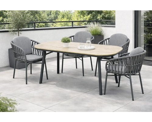 Gartentischgruppe mit Tisch und vier Stühlen für den Außenbereich
