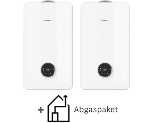 Zwei Bosch Gasthermen mit Abgaspaket